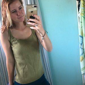 Hand knit Olive Green Tank Top